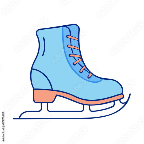 ice skates vector icon, christmas vector illustration - simple illustration of aice skates, symbolizing holiday celebrations and festive spirit. christmas flat illustration. photo