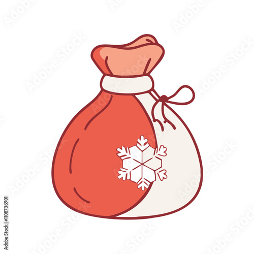 santa s sack vector icon, christmas vector illustration - simple illustration of asanta s sack, symbolizing holiday celebrations and festive spirit. christmas flat illustration.