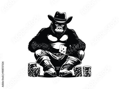Gambling Game Gorilla Silhouette Design
