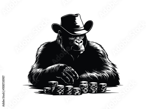 Gambling Game Gorilla Silhouette Design