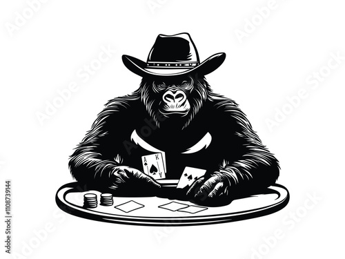 Gambling Game Gorilla Silhouette Design