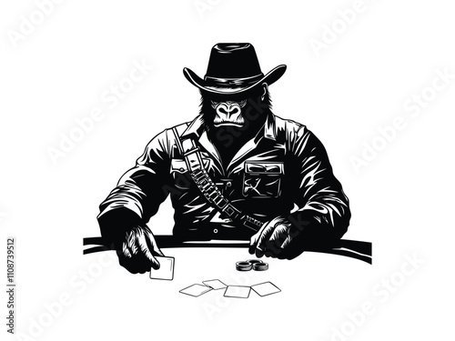 Gambling Game Gorilla Silhouette Design