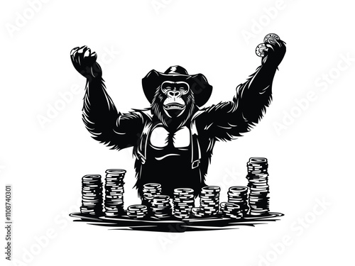 Gambling Game Gorilla Silhouette Design