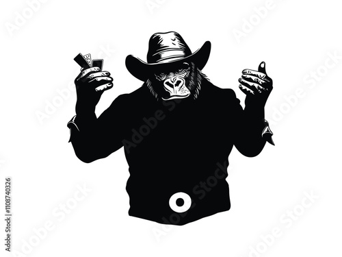 Gambling Game Gorilla Silhouette Design