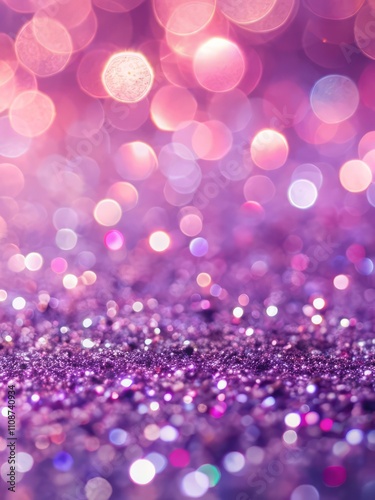 Abstract blurred bokeh lights on purpure and violet background - festive Christmas and new year holiday template with glittering defocused and sparkling effects