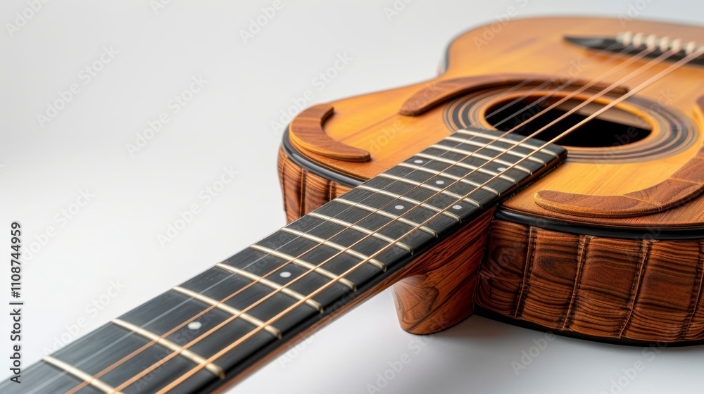 Obraz premium A guitar with a neck support cushion, symbolizing music and comfort, isolated on white