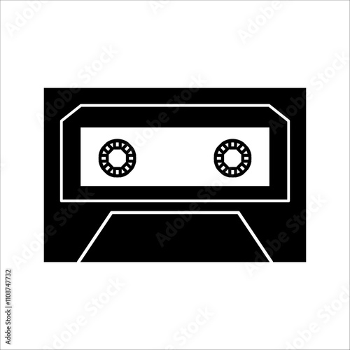 Cassette icon. Stylish vintage cassette vector. Vector colored old audio cassette. Cassette tape simple icon. Music recording vector.