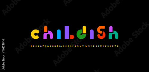 Quirky font, alphabet in the cartoon style, funny kids letters and numbers, vector illustration 10EPS