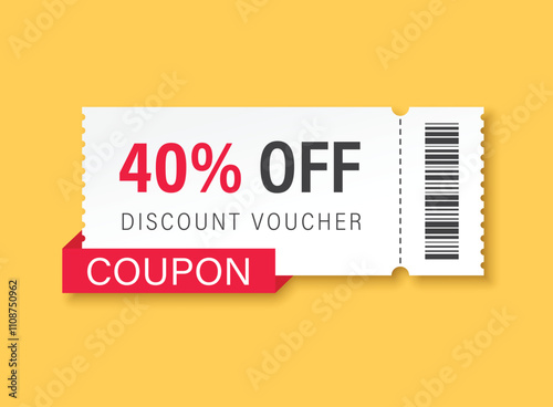 Gift voucher icon in flat style. 40% discount vector illustration on isolated background. Promotion coupon sign business concept.