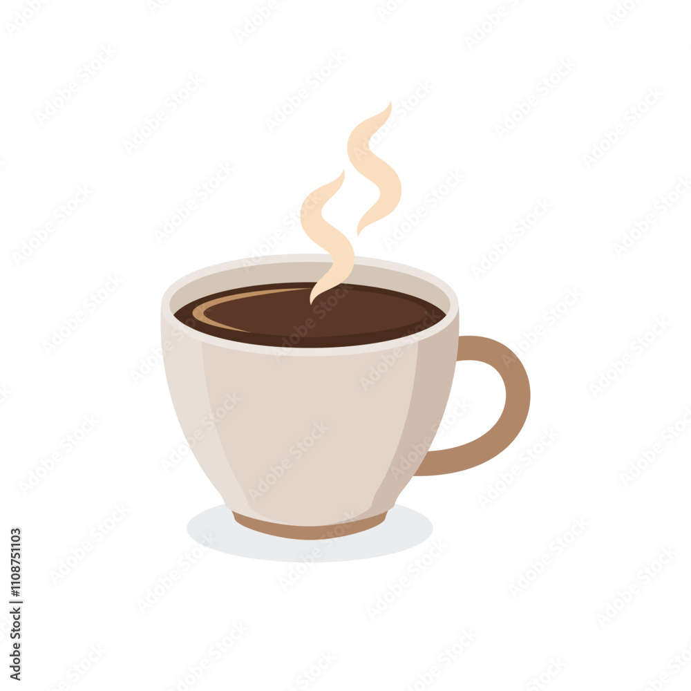 Obraz premium Coffee or tea cup icon in flat style. Hot drink vector illustration on isolated background. Mug sign business concept.