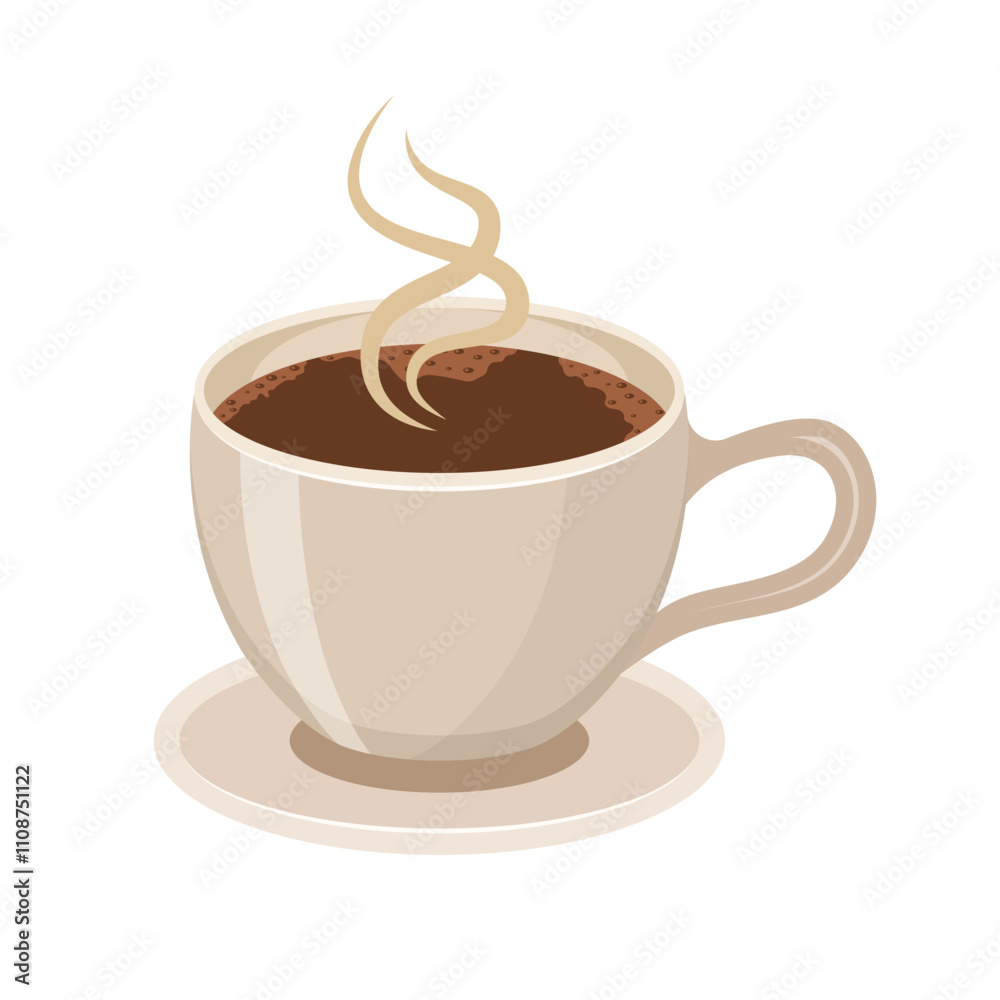 Obraz premium Coffee or tea cup icon in flat style. Hot drink vector illustration on isolated background. Mug sign business concept.