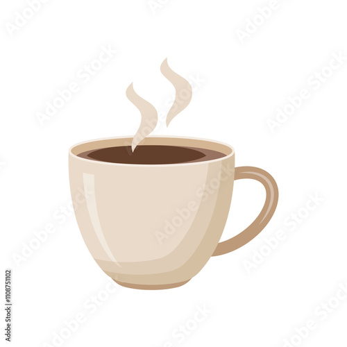 Coffee or tea cup icon in flat style. Hot drink vector illustration on isolated background. Mug sign business concept.