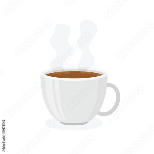 Coffee or tea cup icon in flat style. Hot drink vector illustration on isolated background. Mug sign business concept.