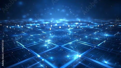 Wallpaper Mural Abstract Digital Network Grid Illuminated Blue Torontodigital.ca