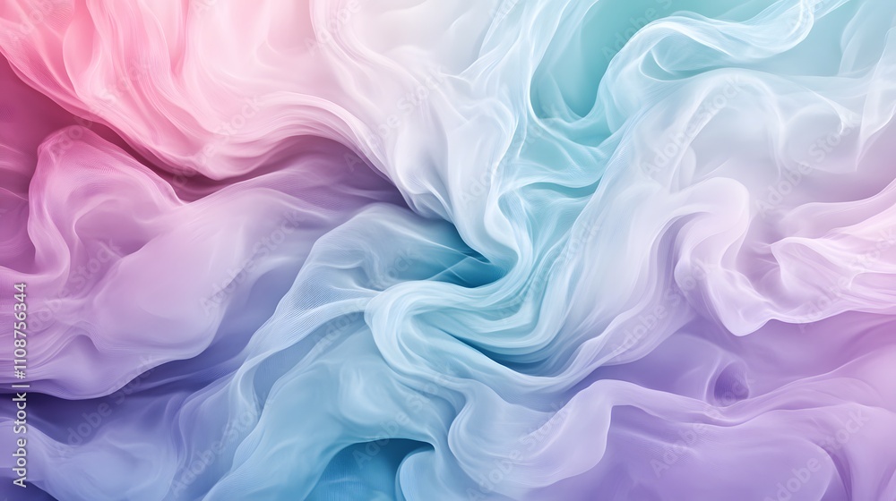 Fototapeta premium Pastel Draped Fabric Swirls Softly Flowing