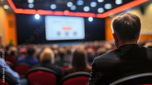 Cinematic immersion, a man in suit engrossed in the movie experience