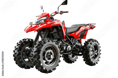 Powerful red ATV designed for off-road adventures and outdoor exploration in rugged terrains and landscapes photo