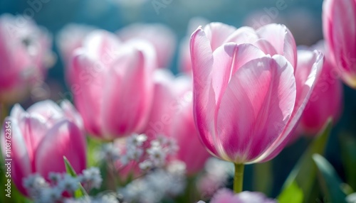 Radiant Tulips A Bright Spring Display Bathed in Soft Sunlight