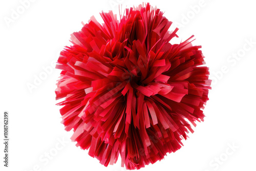 Bright red pom pom used for decoration in crafting and celebrations