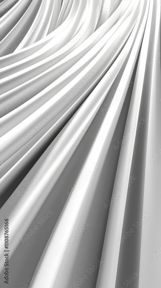 Fototapeta premium Flowing white fabric creates a smooth, elegant texture with gentle curves and shadows, evoking a sense of calm.