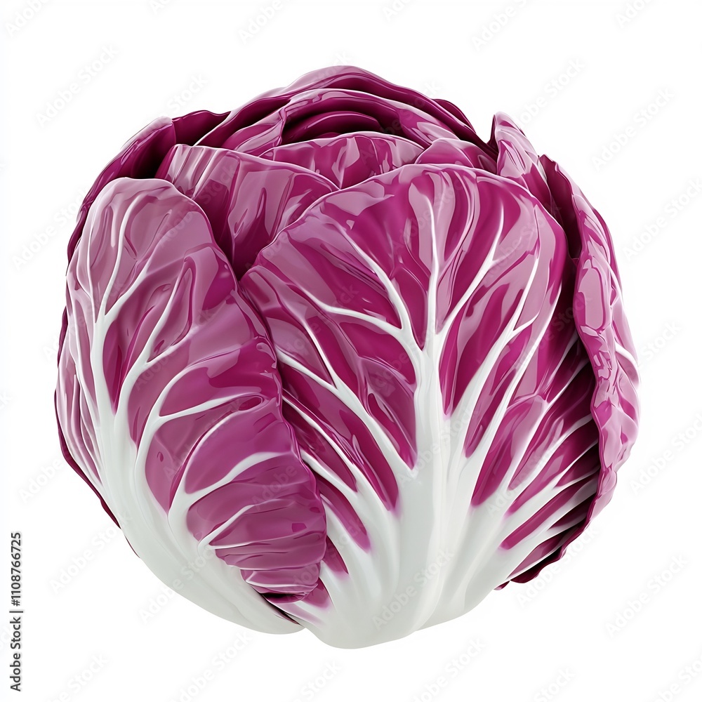 Obraz premium Vibrant Radicchio Vegetable on Clean Minimalist Background in Toy-like 3D