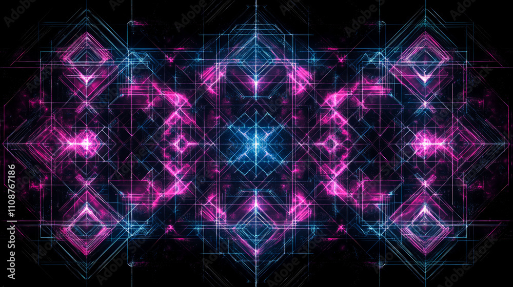 Fototapeta premium Abstract neon geometric pattern.