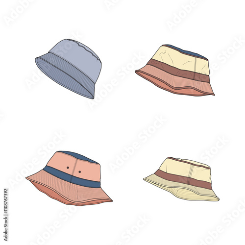 hat set isolated on white background set of kinds of bread