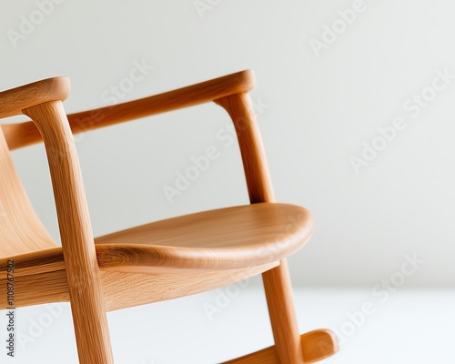 A stylish wooden chair featuring a minimalist design, perfect for modern interiors and enhancing cozy living spaces.