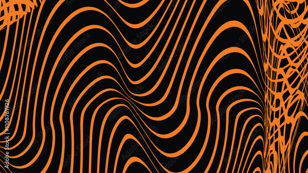 Obraz premium Black and orange angular stripes wave abstract background for backdrop or fabric style