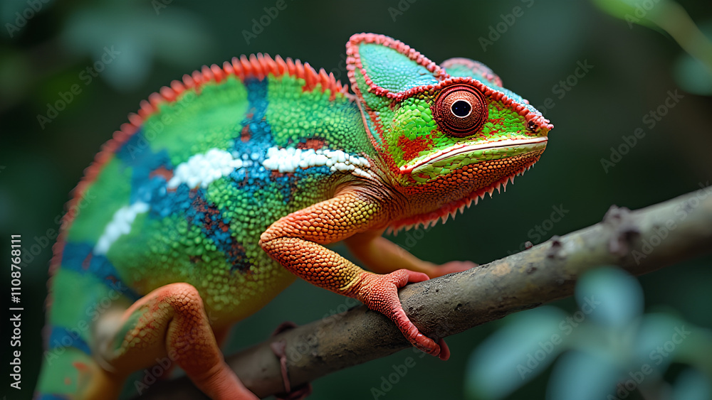 Fototapeta premium Colorful chameleon in vibrant high resolution 8K Quality