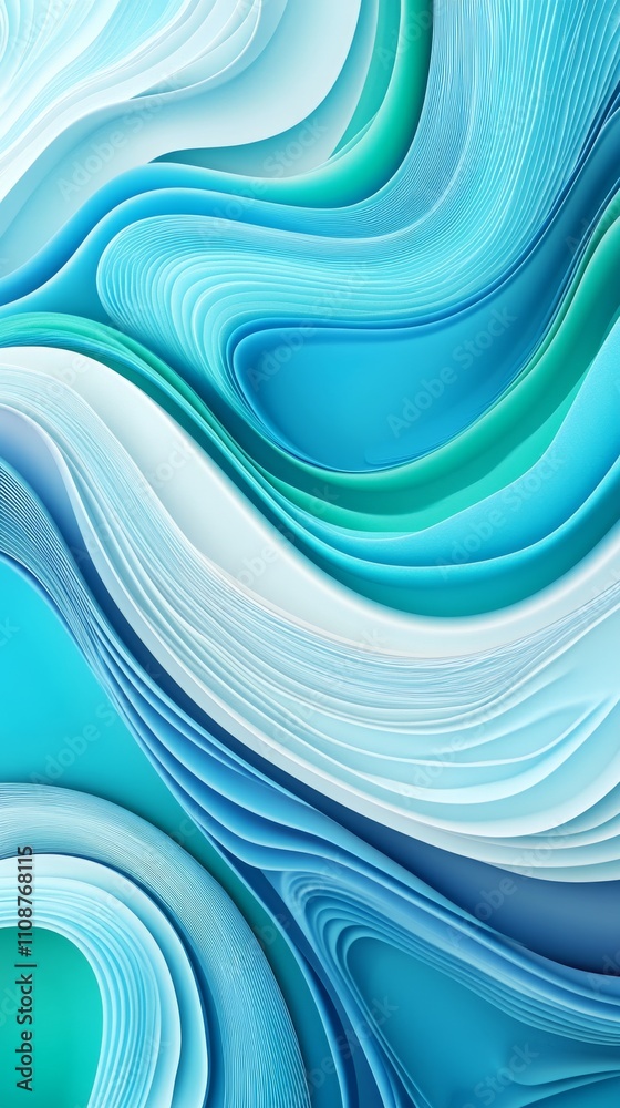 Fototapeta premium Abstract waves in various shades of blue, creating a serene and calming visual effect.