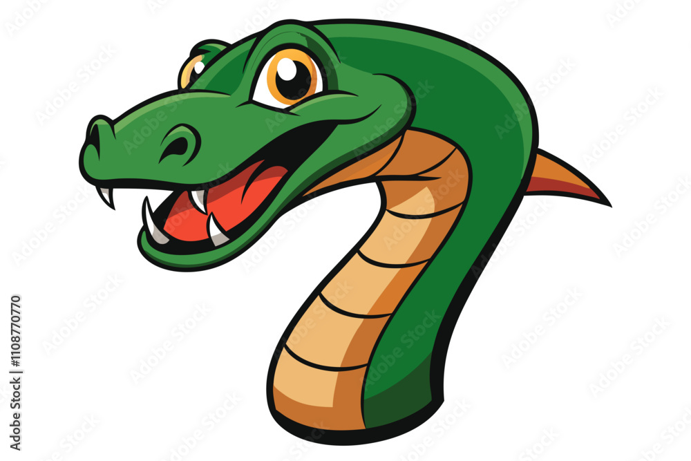 Obraz premium green snake cartoon