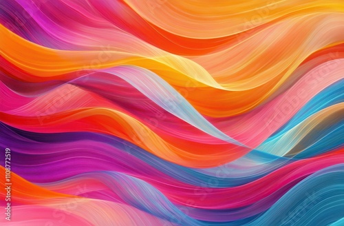 Colorful Abstract Waves of Smooth Textures in Vibrant Hues of Orange, Pink, Blue and Yellow for Inspiring Backgrounds and Artistic Designs