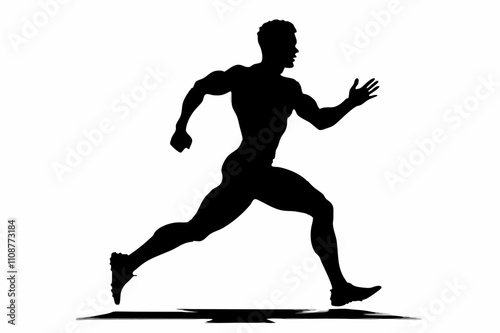 Silhouette Design of a Front View Male Athlete Runner in Motion with Dynamic and Bold Details