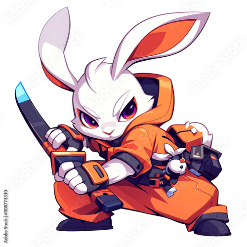 Anime rabbit ninja warrior. photo