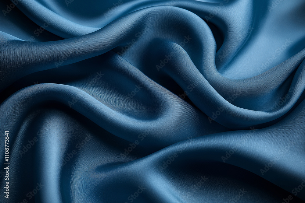 Fototapeta premium Lush fabric gracefully draped, showcasing deep blue elegance and texture. Generative AI