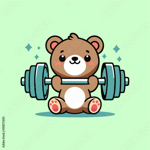 Cartoon Bear Lifting Dumbbells: A Fun Fitness Adventure