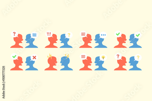 People having conversation collection. Business, communication, problem, challenge, relationship, argument, solution concepts. Flat people character vector design isolated illustration.