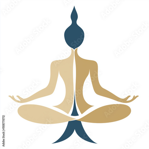 Yoga studio logo, simple, vector, white background, original, natural colors, blue and beige, AI Generated