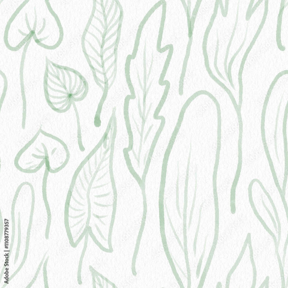 Fototapeta premium seamless abstract floral herbal pattern background fabric fashion design print wrapping paper digital illustration art texture textile wallpaper colorful apparel image with leaves 