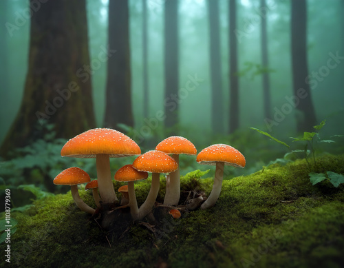 Fairytale mushrooms in a magical forest