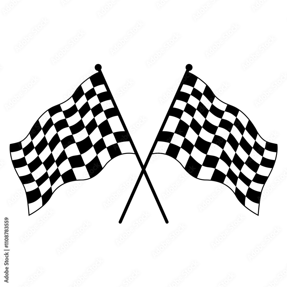 Fototapeta premium two crossed checkered racing flags svg vector cutfile for circuit along with jpg image associated on white background 