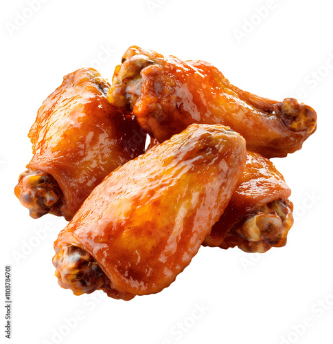 Cola chicken wings, isolated on white background
