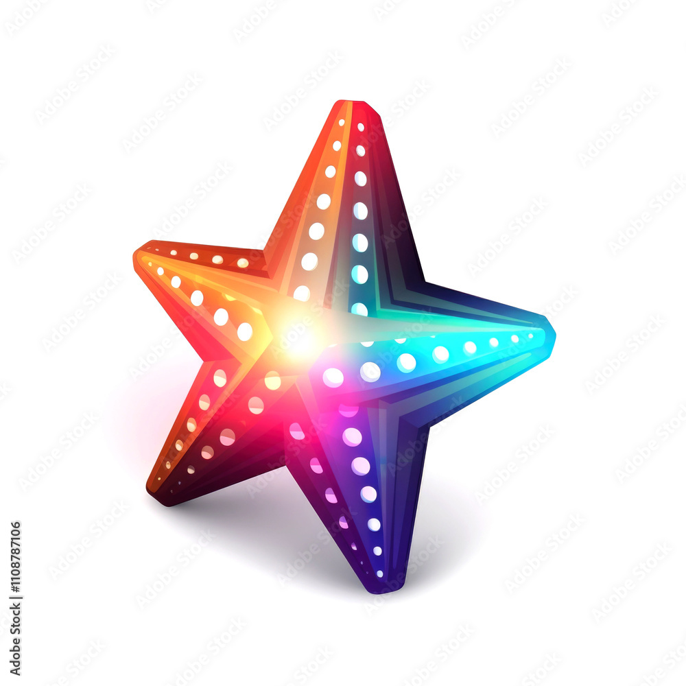 Fototapeta premium Colorful 3D star with glowing dots.