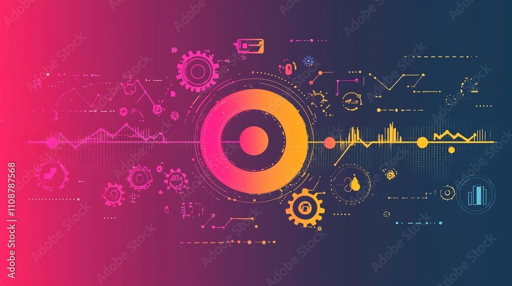 Obraz premium A minimalist illustration of a circular business process. Wallpaper.