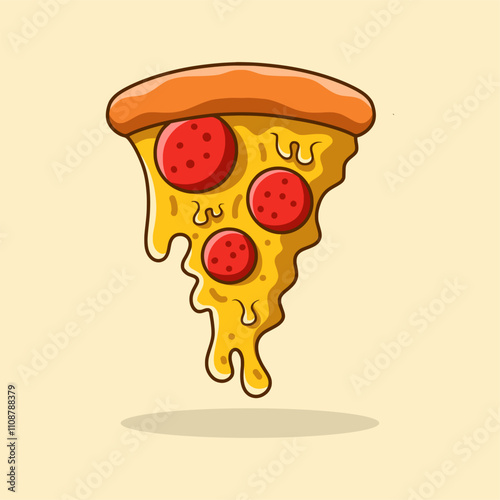 Cute pizza italian vector icon illustration