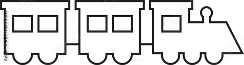 Train icon line style. Travel element. Railway transport. Subway, metro and underground sign. Public tram pictogram. Railway carriage concept. Wagon and locomotive isolated on transparent background.