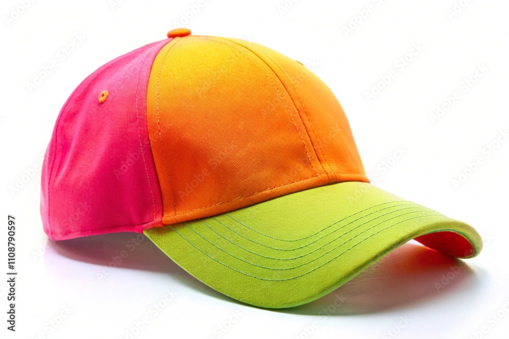 Fototapeta premium A yellow and pink hat with a yellow band