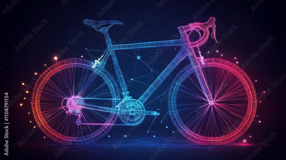 Fototapeta premium Abstract Vector Image of Bike. Bicycle Low Poly Wireframe