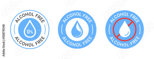 Alcohol free icon vector badge. Zero alcohol sign label for skincare and hygiene products